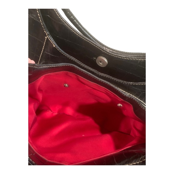 Y2k Jones New York Black Leather Gator Clutch Purse With Multiple Pockets - Picture 7 of 9